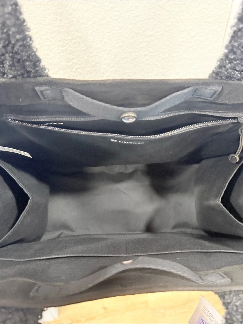 lululemon athletica Black Canvas Tote with Frayed Trim